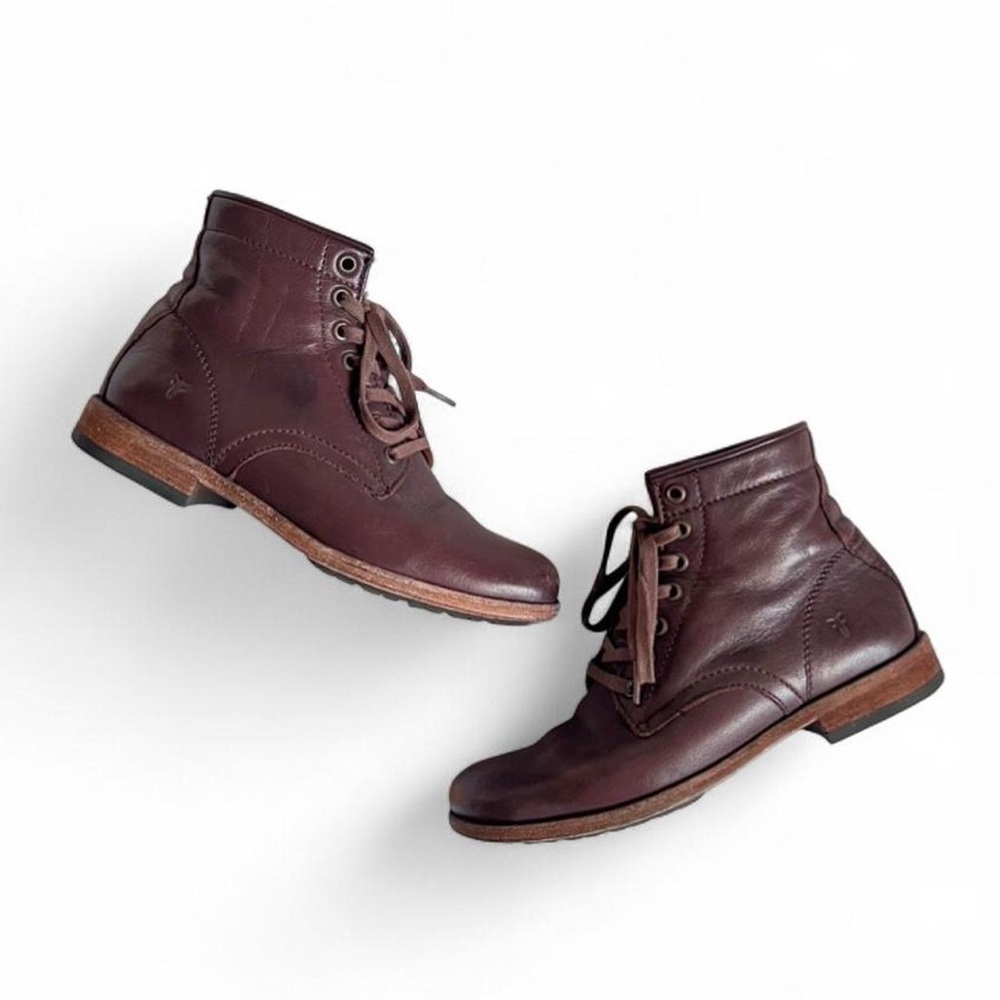 Frye Women’s Tyler Genuine Leather Lace-Up Ankle Boots Dark Brown